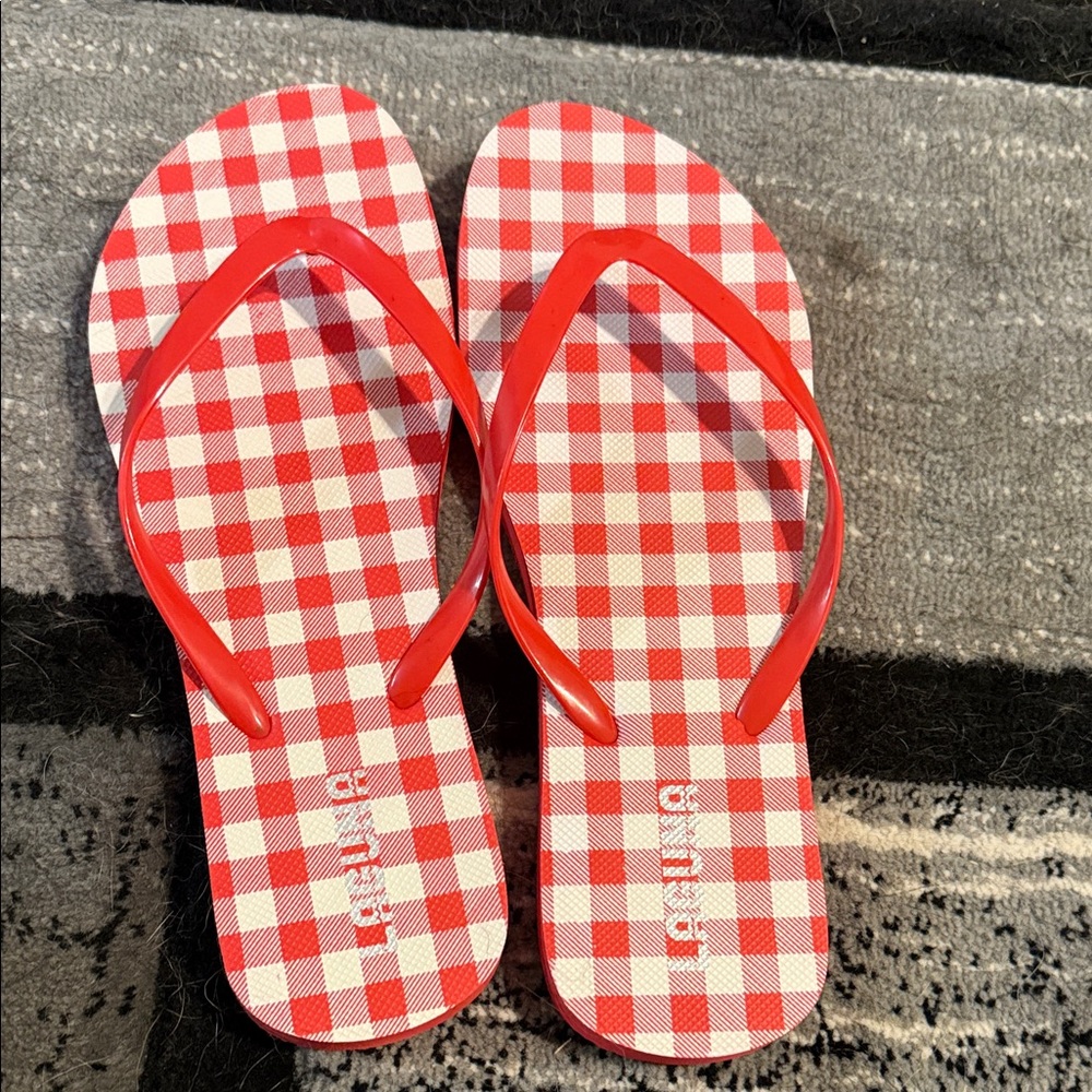 Laguna B Red Checkered Sandals